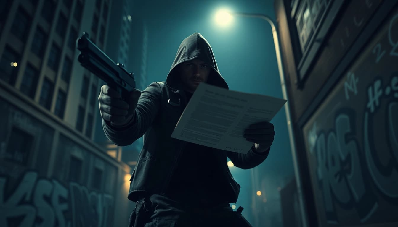 Explore the gripping narrative of Contracts and Bullets, featuring a tactical assassin in action.
