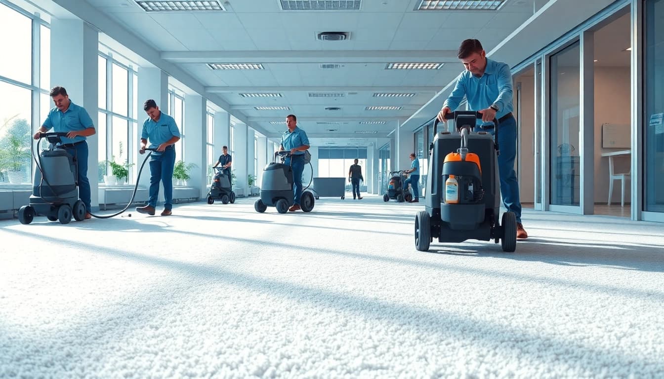 Commercial carpet cleaners effectively deep clean office spaces, showcasing advanced techniques and equipment.