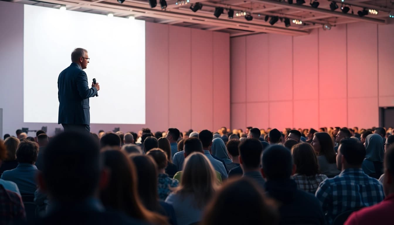 Keynote Speaker captivating an engaged audience during an inspiring presentation.