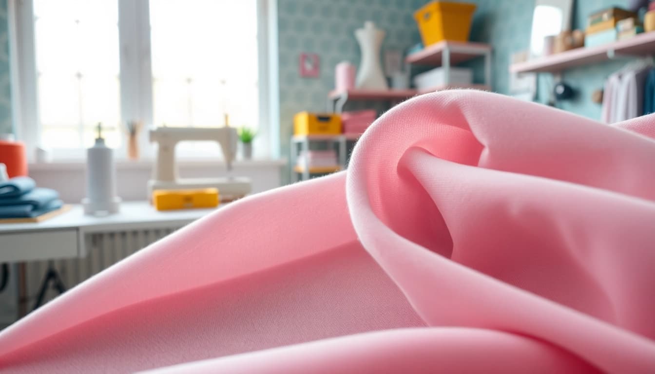 Bekijk zachte stof voor kleding met een rijke textuur en pastelkleuren, perfect voor modestukken.