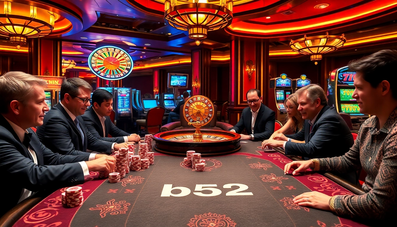 Experience the thrill of a b52 poker game with high stakes at a luxurious casino table.