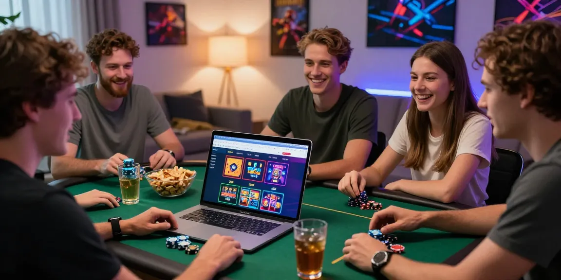 Friends enjoying games at casinos that accept credit cards in a modern home setting.