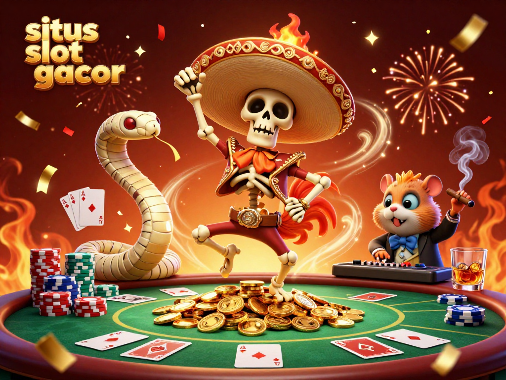 Experience situs slot gacor excitement with a vibrant 3D illustration showcasing gaming elements and characters.