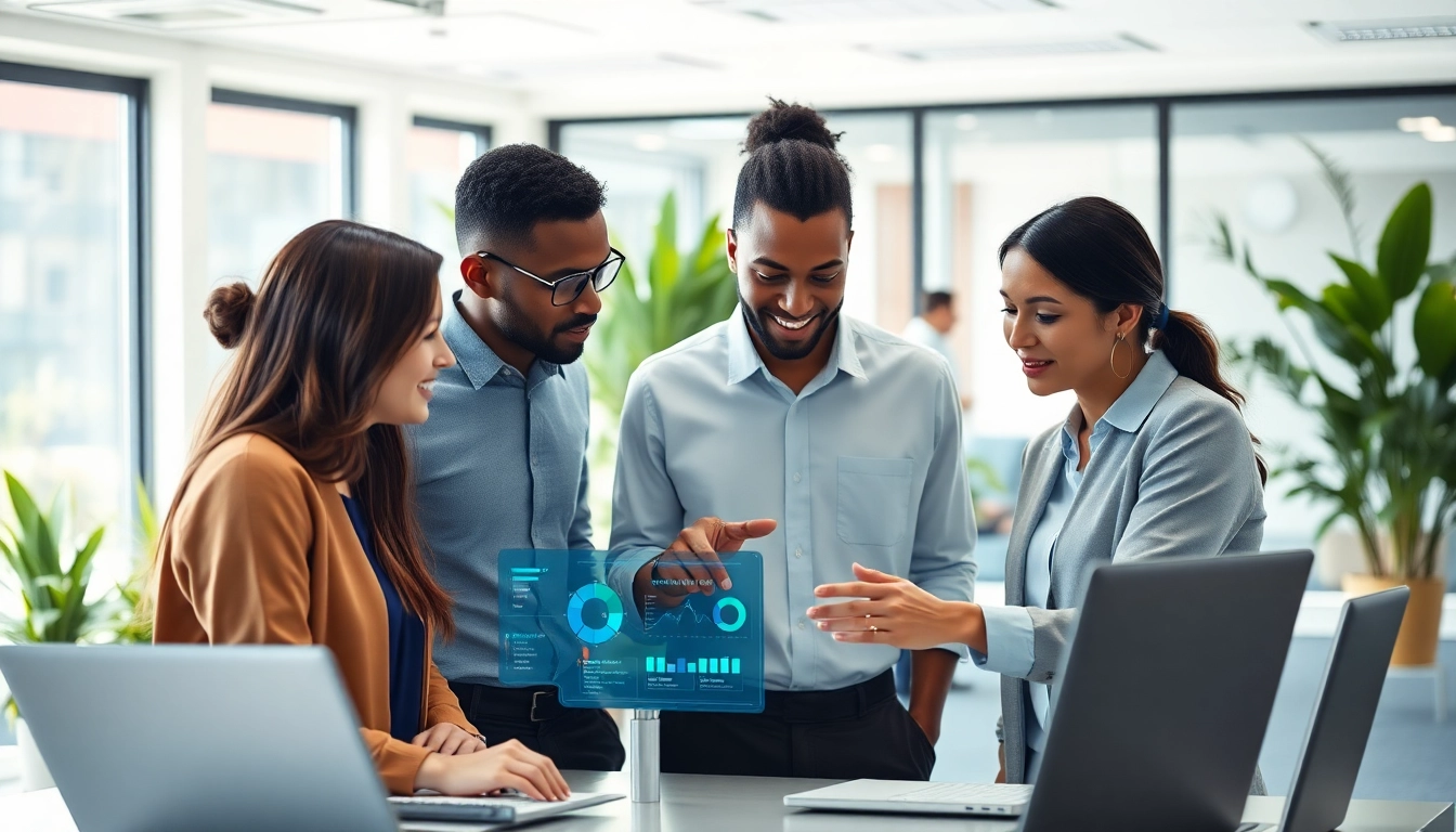 Engage with the enterprise assistant platform in a vibrant office, showcasing teamwork and productivity.