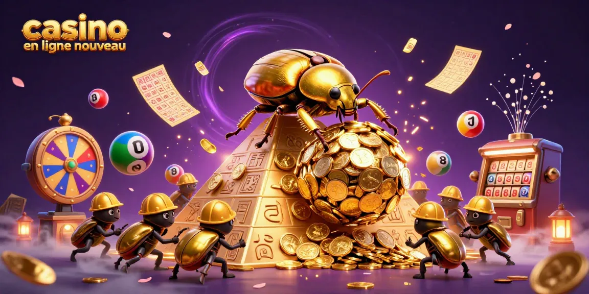 Participez à l'excitation du casino en ligne nouveau avec cette illustration dynamique remplie de symboles de jeux.