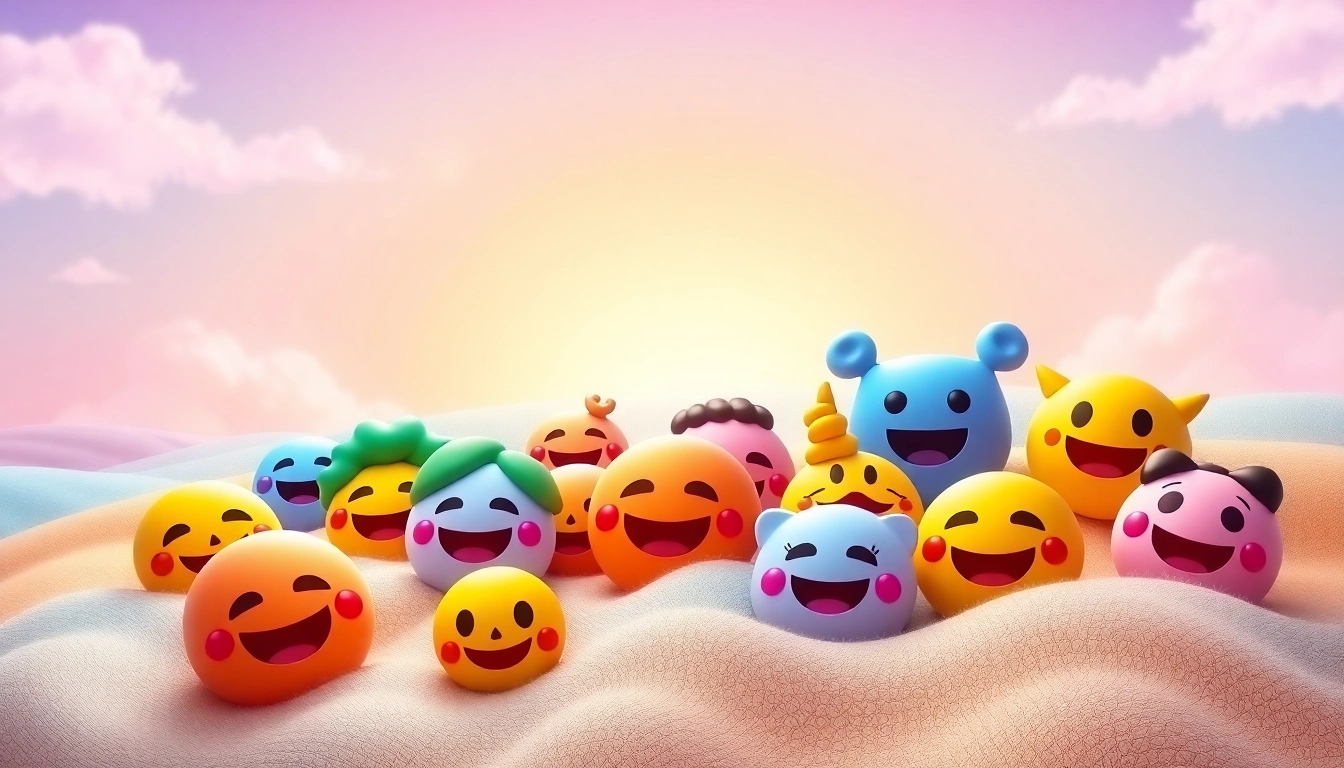 Engaging TikTok emojis arranged colorfully against a vibrant background showcasing creativity.