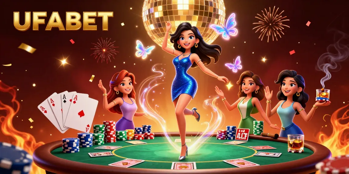 Bet on UFABET superbly illustrated 3D scene with vibrant casino elements showcasing excitement and glamour.