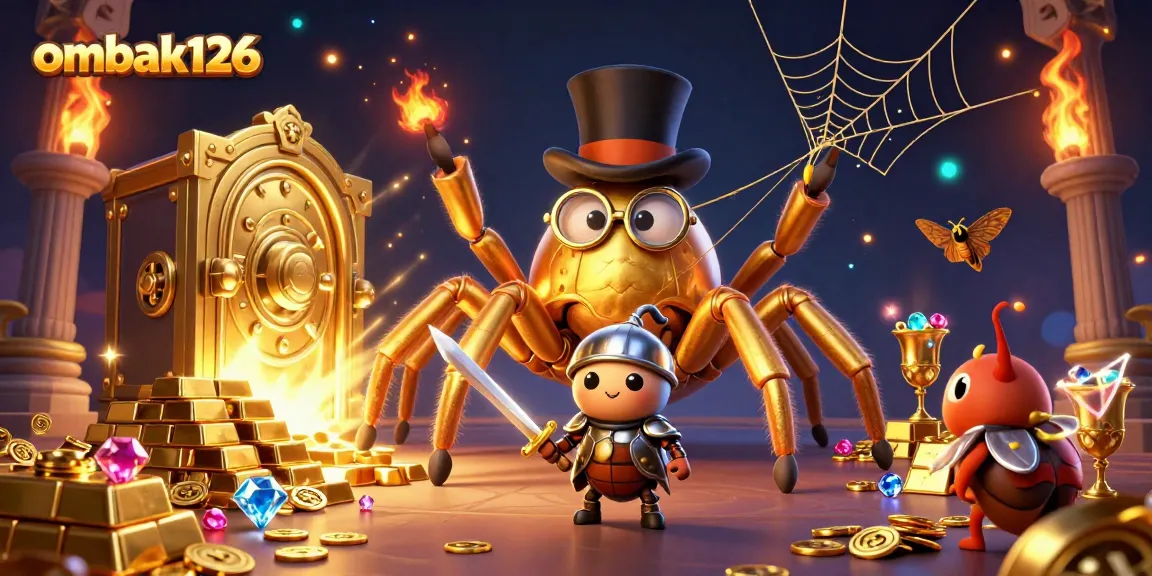 Join the thrill of ombak126 gaming with vibrant visuals of a colorful casino adventure featuring a charming beetle knight.