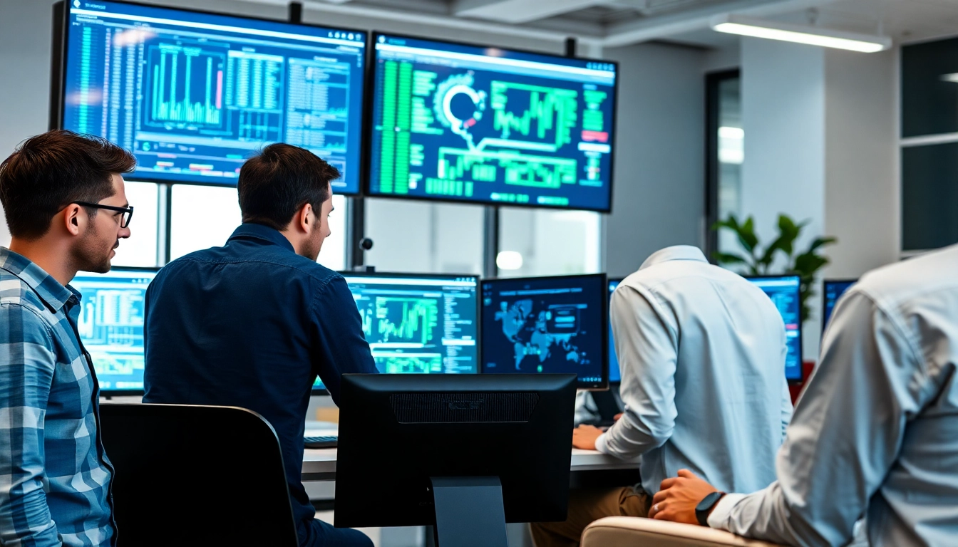 Optimizing IT infrastructure services with a professional team analyzing data in a modern office setup.