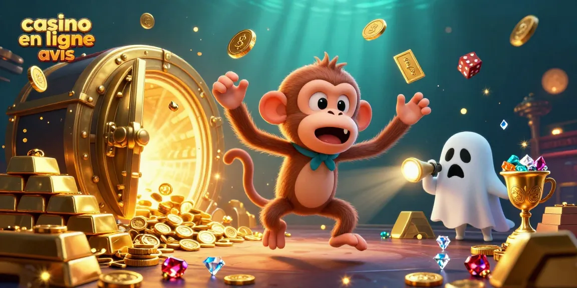 Découvrez les avis sur les casinos en ligne à travers une scène animée pleine d'or et de mystères.