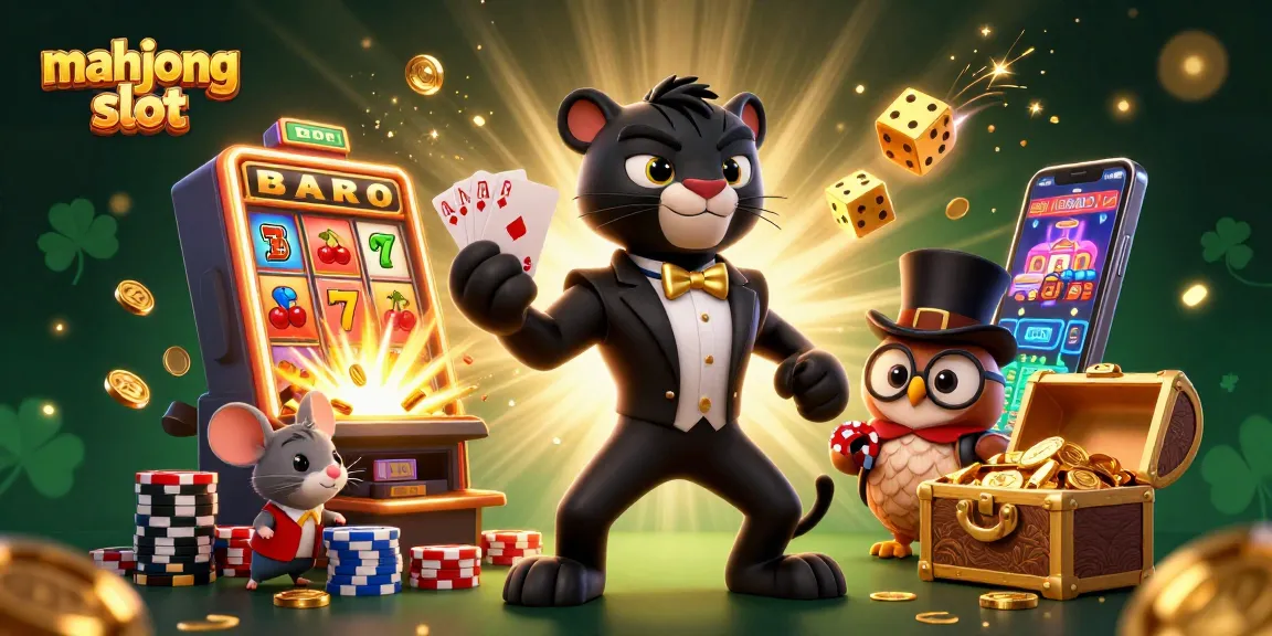 Experience mahjong slot excitement with a tuxedo-clad panther, an owl, and a lucky mouse.