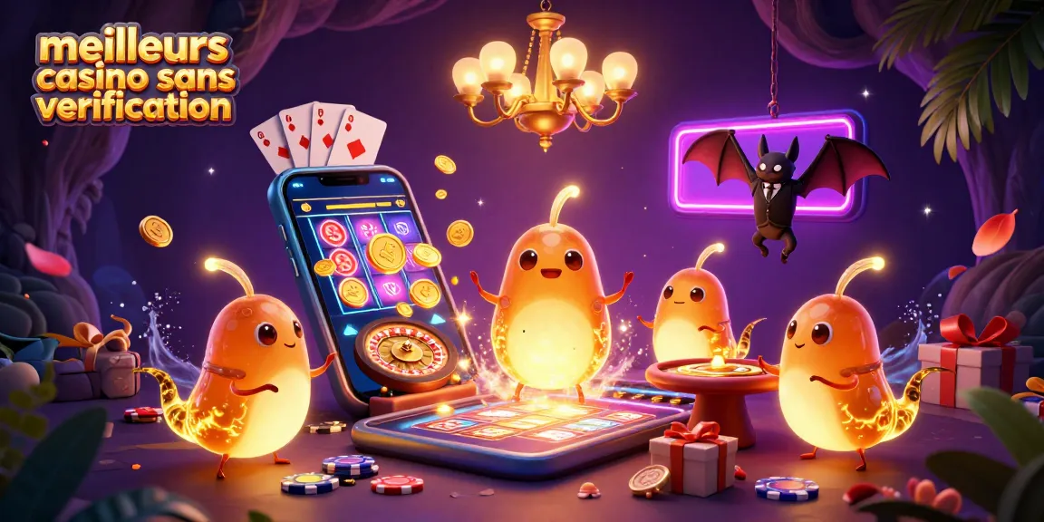 Découvrez les meilleurs casinos sans vérification avec une scène animée mettant en avant des vers luisants illuminant un casino de cavernes.