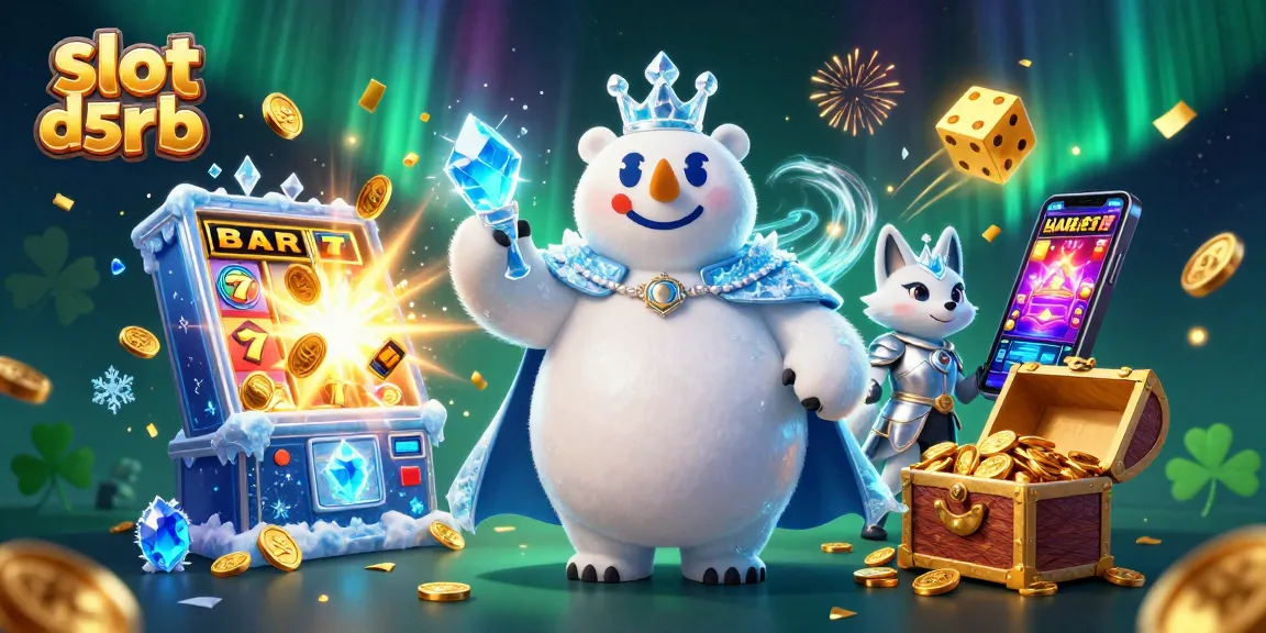 Engage in fun with slot depo 5rb, featuring a vibrant polar bear and snow fox amid a jackpot explosion.