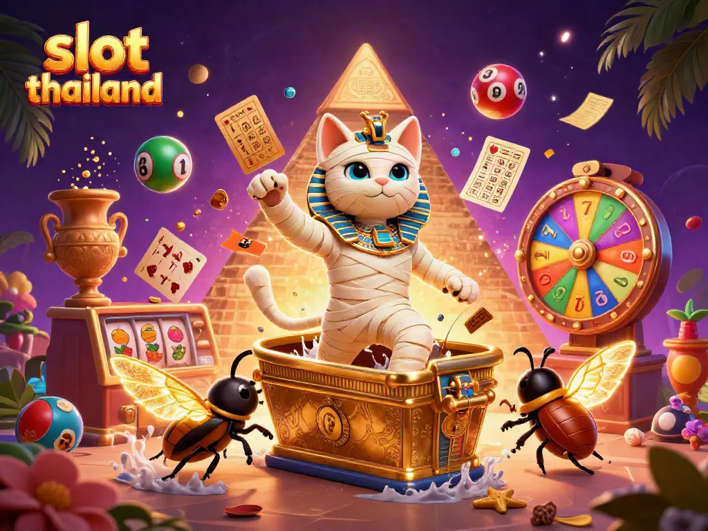 Experience exciting slots in Thailand with our vibrant 3D casino illustration featuring dynamic games.