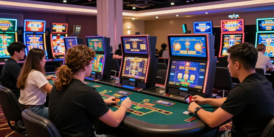 Players enjoying a lively online casino experience, showcasing online casinos that accept credit cards with vibrant games and fast deposits.