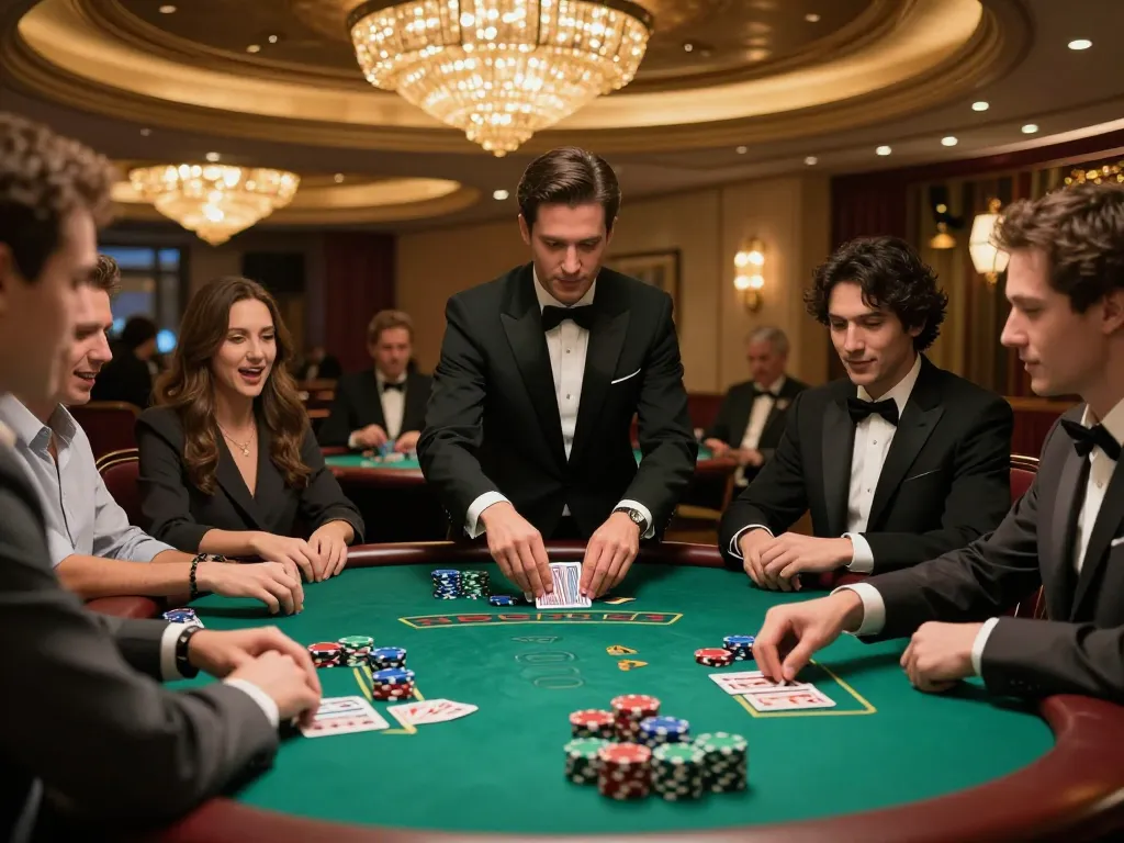 Intense blackjack gameplay showcasing top quality widgets on the table as players strategize bets