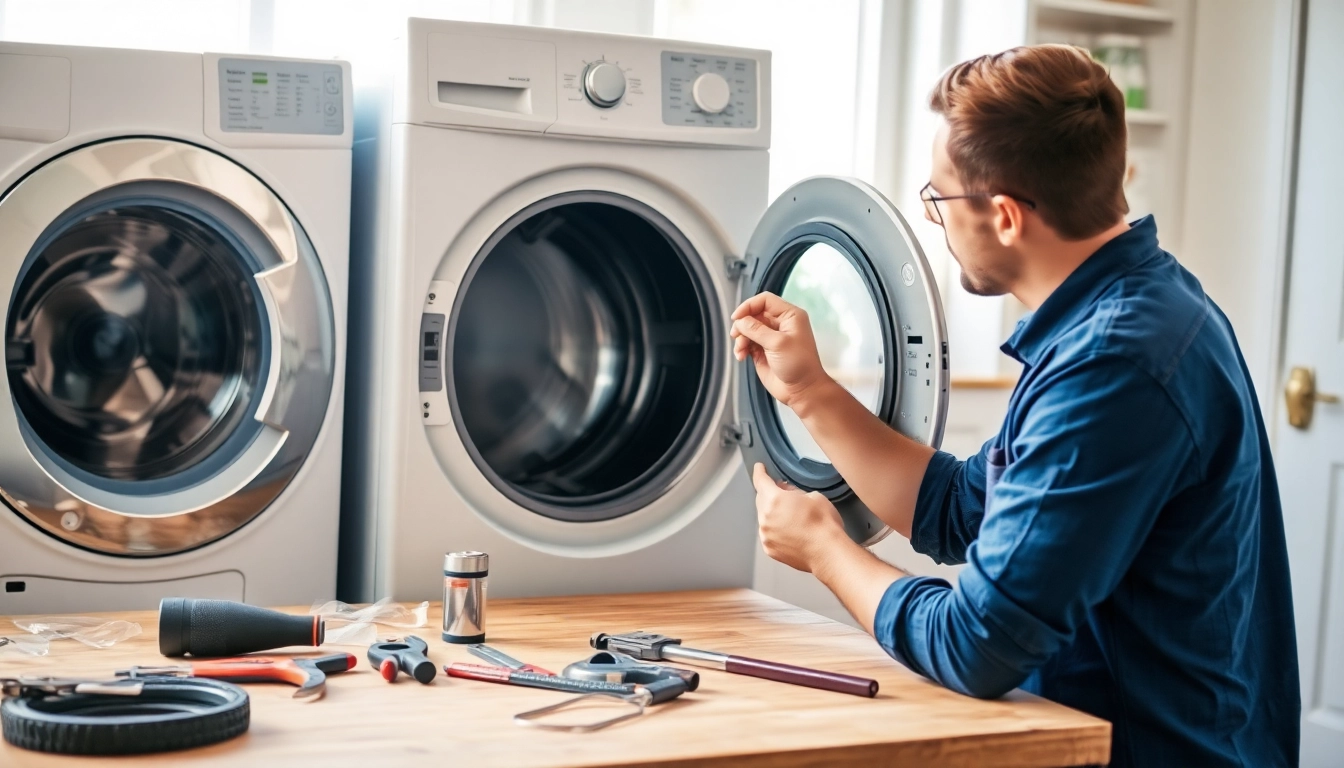Efficiently fix dryer by a technician examining its components in a well-lit environment.