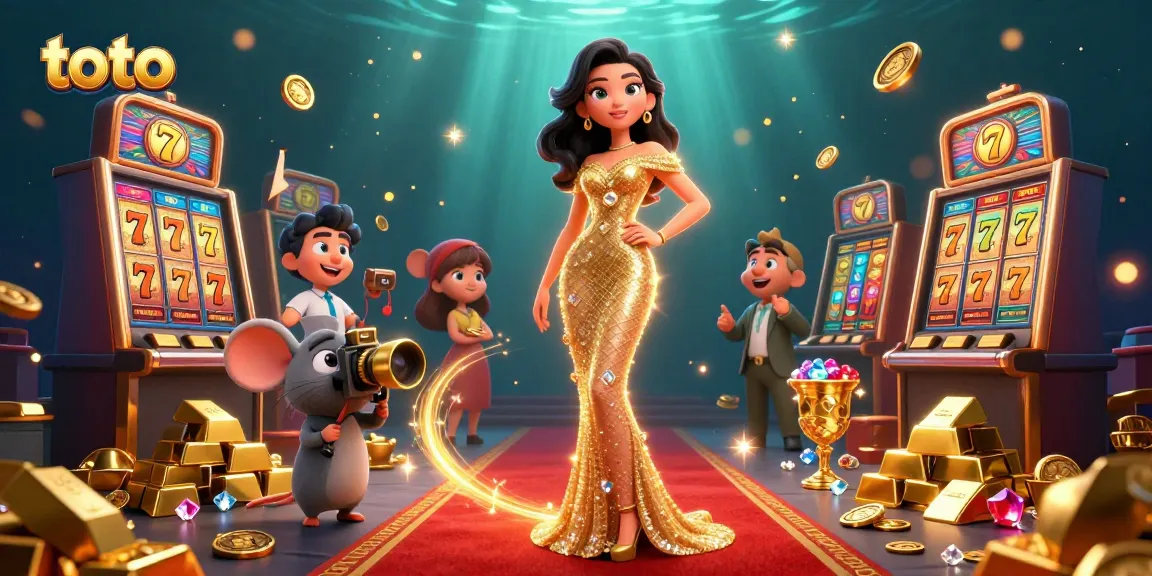 Spin the reels and win with toto in this vibrant 3D illustration showcasing casino excitement and wealth.