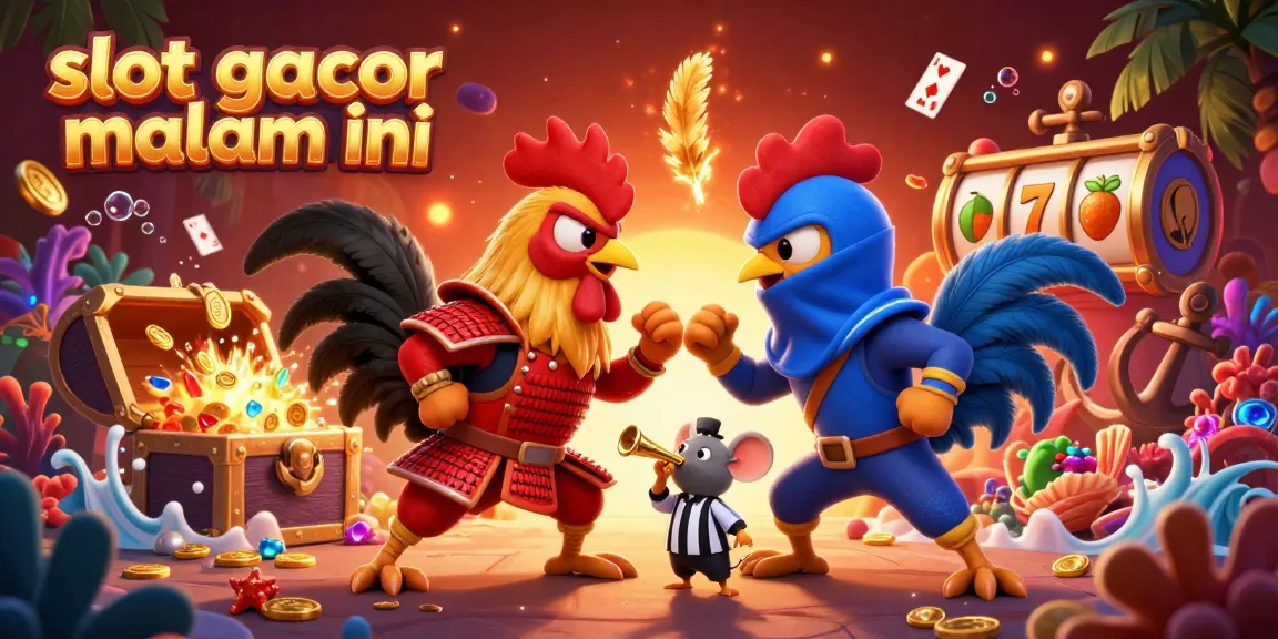 Engage with slot gacor malam ini featuring dynamic roosters in an exciting casino scene