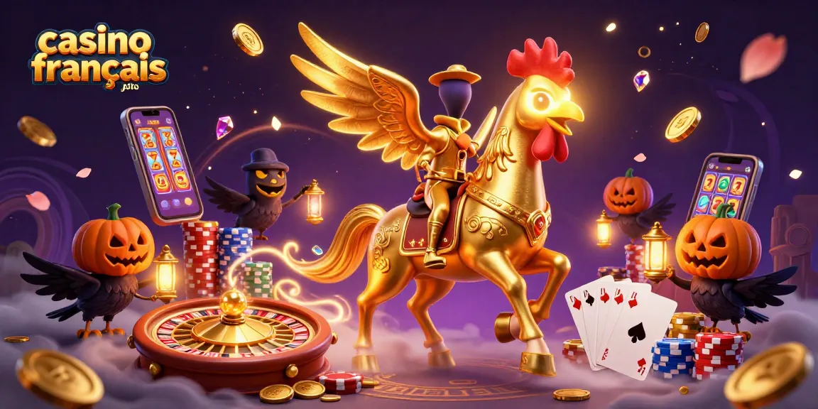 Jouer à un casino français crypto, avec un coq doré et des joyaux scintillants animant le décor nocturne.