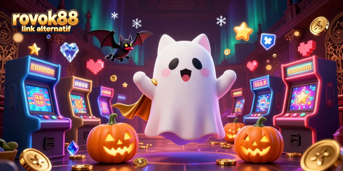 Experience the thrill with rokok88 link alternatif as the ghost cat and vampire bat haunt a vibrant casino scene.