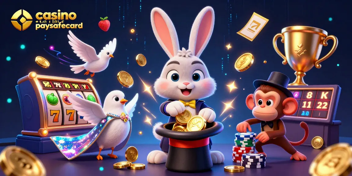 Découvrez le casino en ligne paysafecard avec un magicien, une colombe scintillante et un singe farceur.