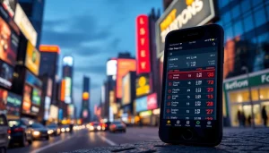 Engaging representation of sports betting apps India on a smartphone against an urban backdrop.