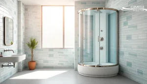 Erleben Sie die eleganten Funktionen der sonni Duschkabine in einem modernen Badezimmer.