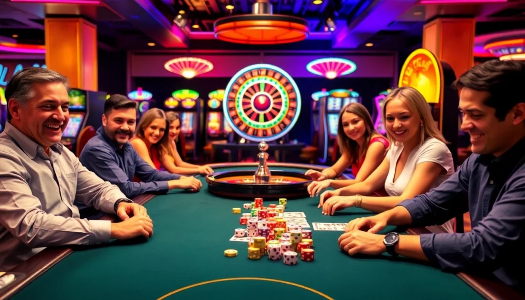 KJC AC 3 casino scene with poker tables, dice, and roulette wheel.