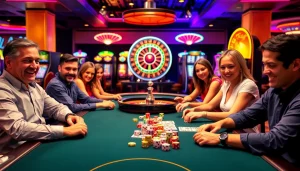 KJC AC 3 casino scene with poker tables, dice, and roulette wheel.