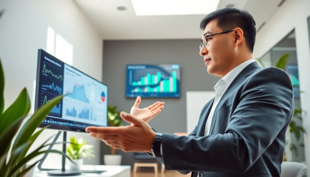 카드 한도 현금화 방법을 설명하는 전문가와 현대적인 사무실 환경