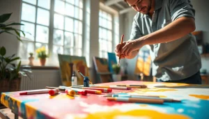 Creëren op canvas met levendige kleuren en een inspirerende artistieke omgeving.