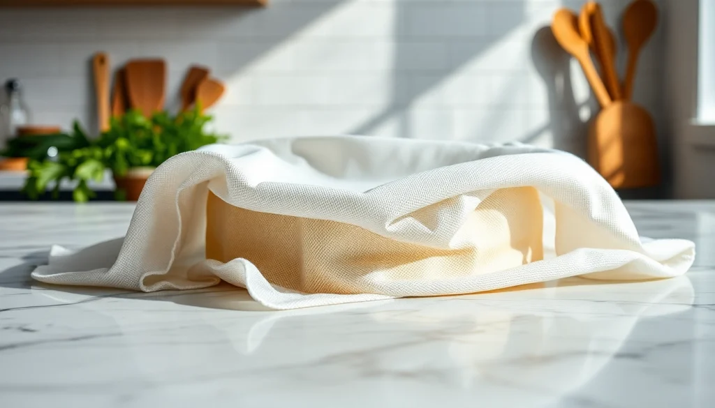 Kaasdoek gebruikt voor het maken van verse kaas in een professionele keuken.