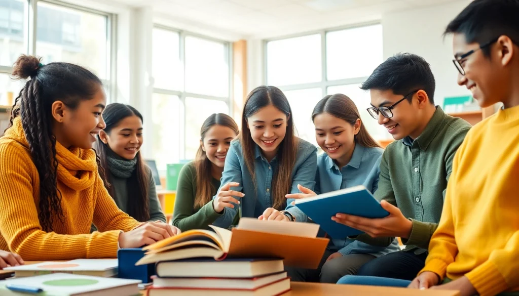 Students collaborating in an engaging learning environment showcasing Education through interactive activities.