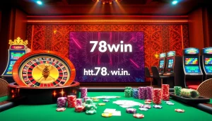 Experience vibrant gaming excitement at https://78win.school/ with colorful chips and a roulette wheel.