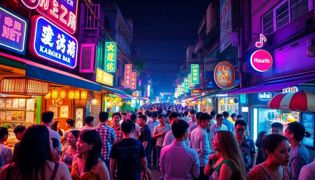 Captivating 하노이밤문화 scene with lively nightlife and karaoke bars