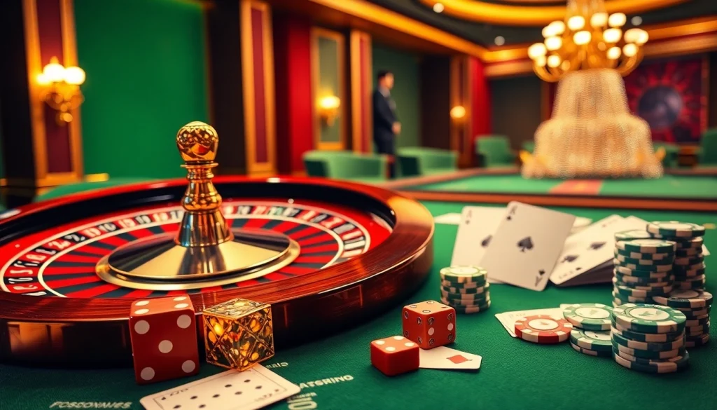 Experience the excitement of winning at 23win with vibrant casino tables, roulette, and dice.
