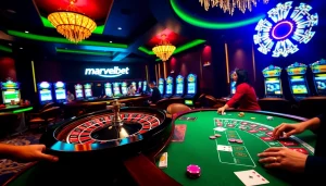 Marvelbet offers an exciting gaming atmosphere with roulette and poker action at the casino.