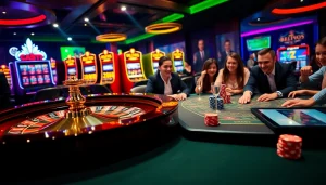 Players engaging at a luxurious casino game table, embodying the thrill of gambling at https://ok8386a.com/.