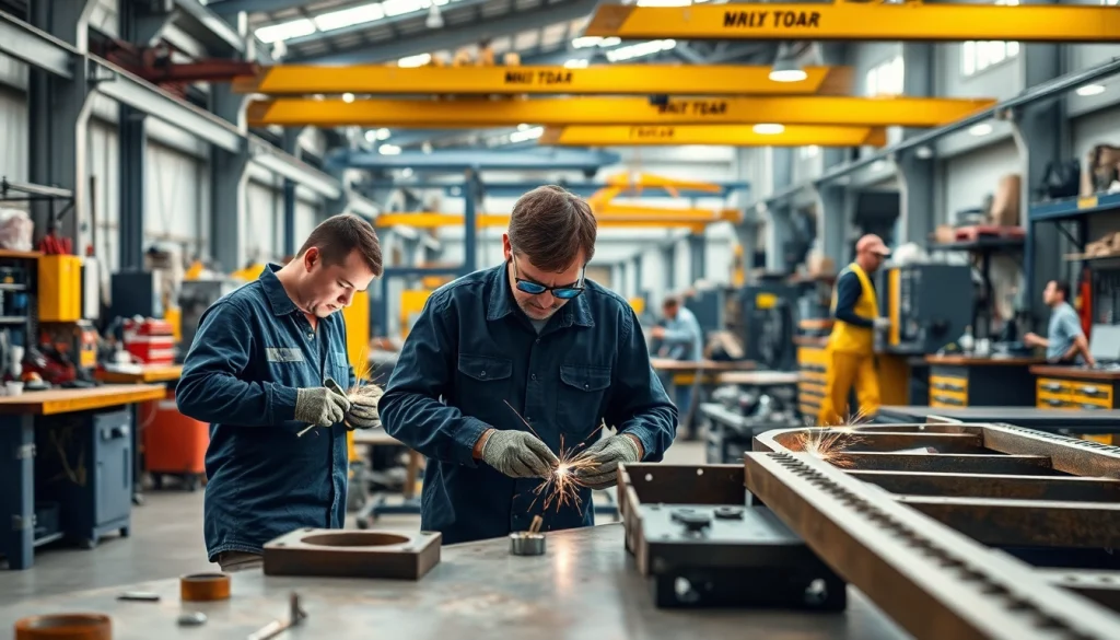 Crafting custom steel fabrication components in a vibrant workshop environment