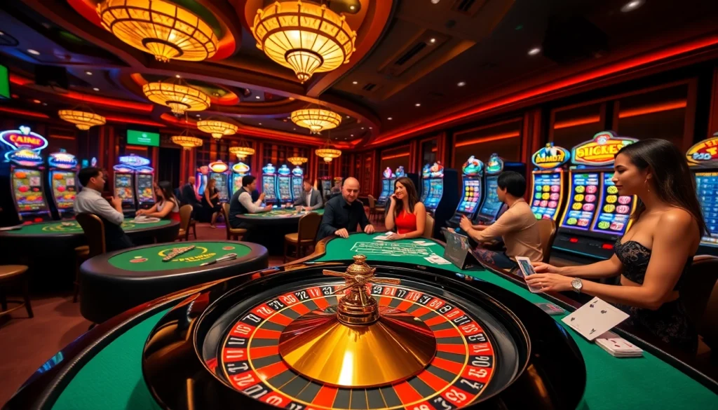 Players enjoying exciting casino games at bk8's vibrant gaming tables.