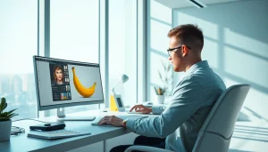 Innovative workspace featuring the Nano Banana AI image editor in action, showcasing creativity and technology.