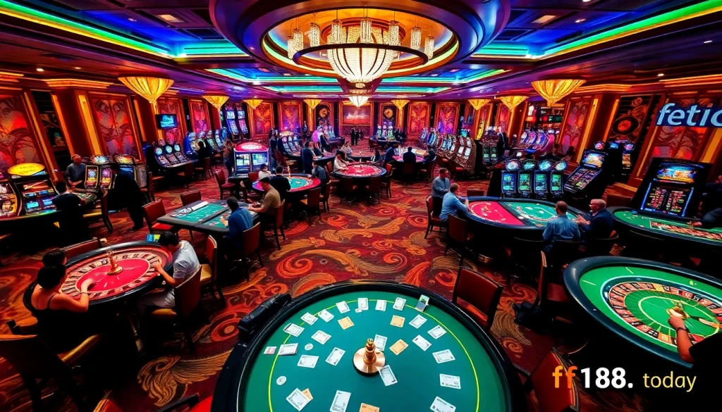 Engaging players at a casino represented by https://f168.today/ showcasing thrilling roulette and poker experiences.