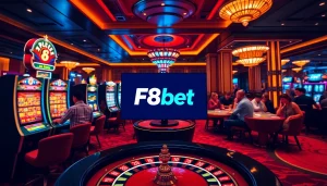 Engage with F8bet's exciting casino scene featuring diverse gaming experiences and vibrant slot machines.