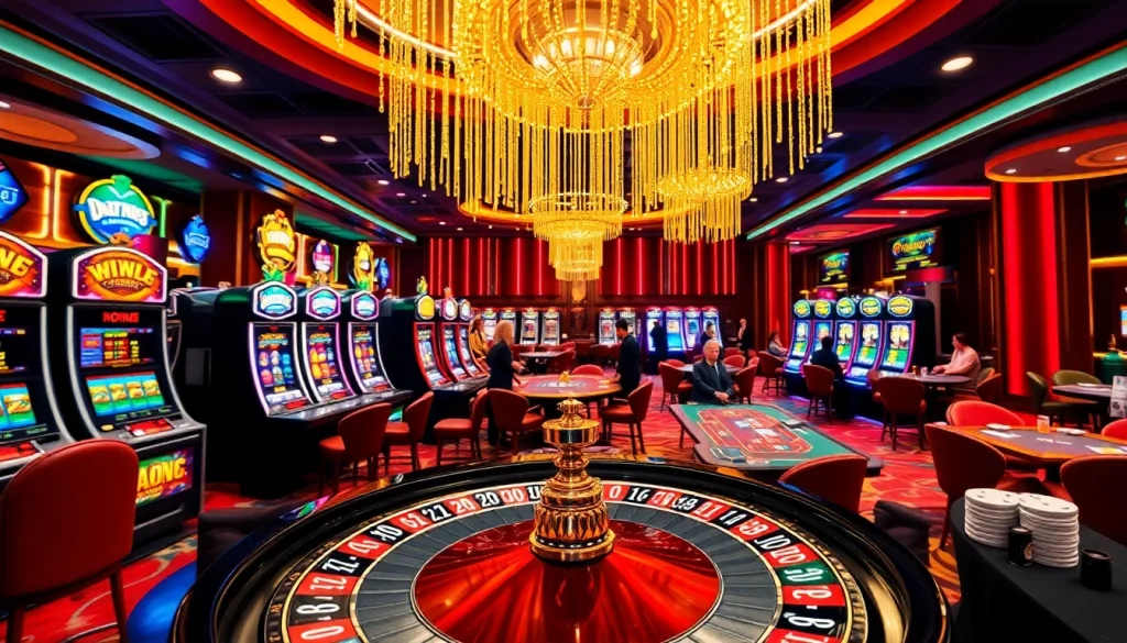 Playing at the vibrant casino floor of https://www.ph22255.com/ with roulette, slots, and poker excitement