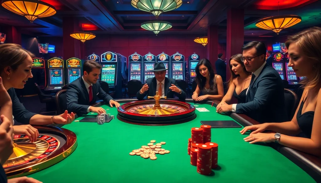 Exciting gambling scene at https://rr88.wales/ casino showcasing players at a blackjack table.
