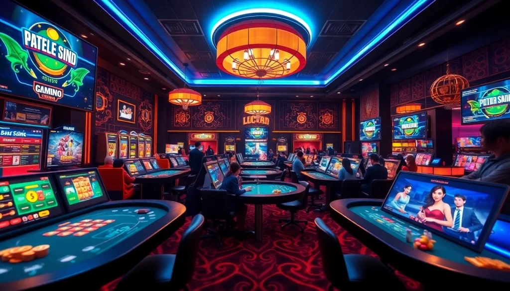LC88 Com's online gaming environment featuring vibrant casino tables and interactive screens.
