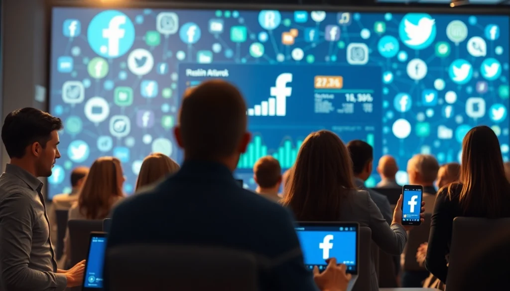 Engage with the facebook smm panel through a dynamic digital marketing dashboard and analytics display.