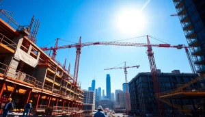 Explore Austin construction with professionals working on a bustling urban site showcasing innovation.