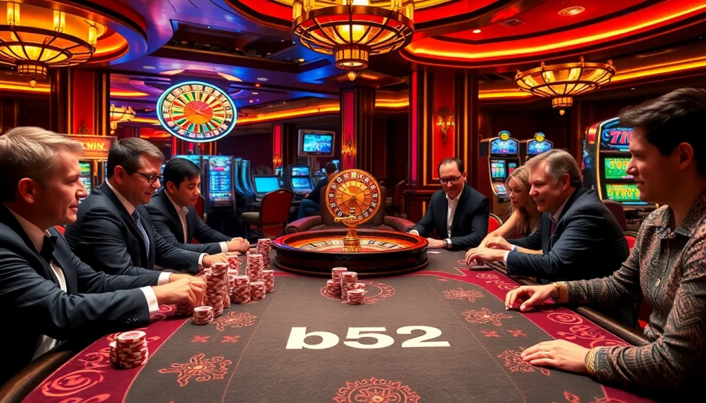 Experience the thrill of a b52 poker game with high stakes at a luxurious casino table.